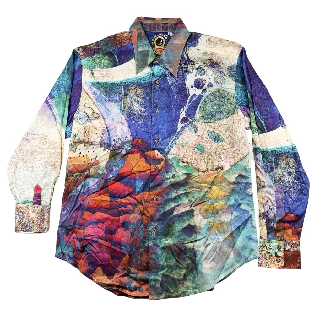 Robert Graham Shirt Mens L Space Therfore I Am Limited Edition Flip Cuff SAMPLE